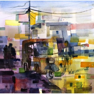 Amir Jamil, 12 x 12 Inch, Watercolor On Paper, Cityscape Painting, AC-AJM-028